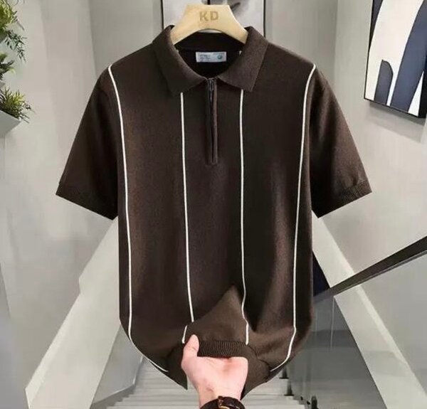 Polo en maille rayée