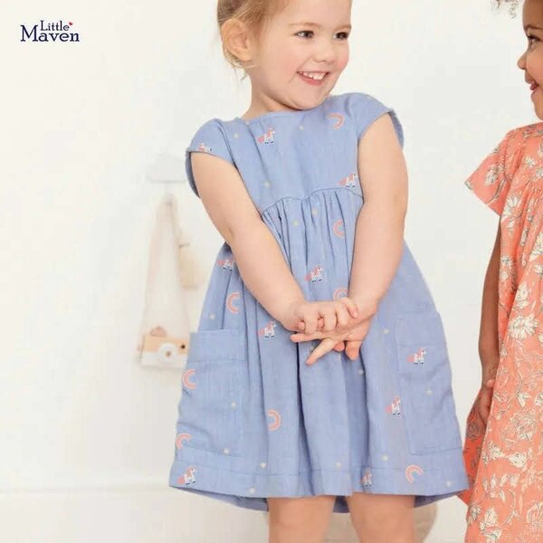Robe Enfant Bleu Imprimé Licorne