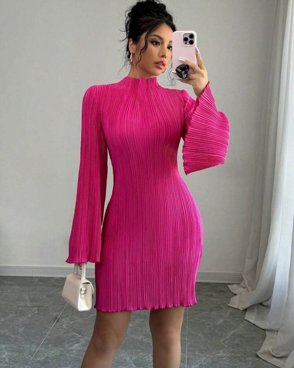 Bell Sleeve Pleated Dress