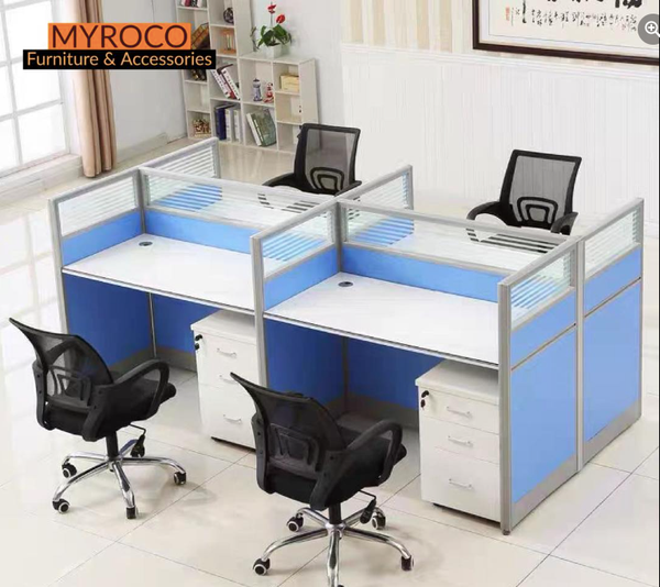 4 seater workstation including 4 chests of drawers