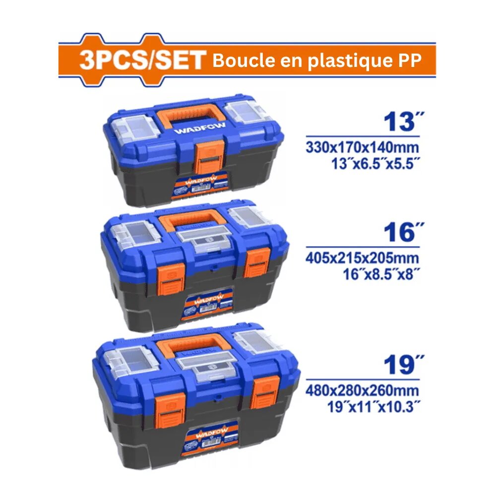 Set de 3 boîtes à outils robustes
