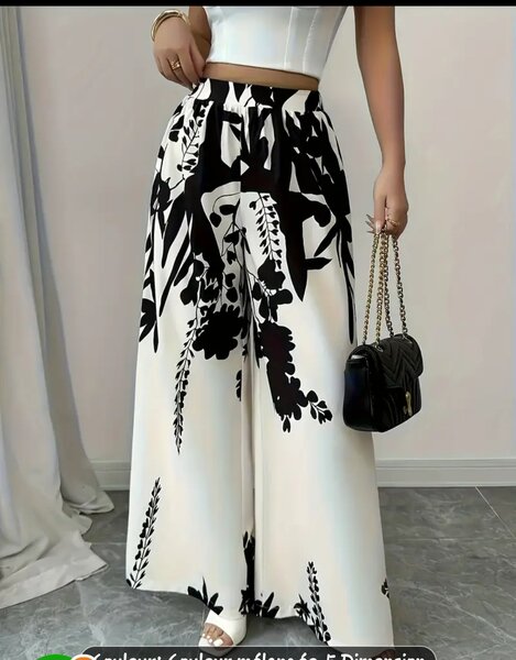 Pantalon large imprimé floral