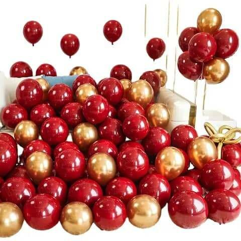 100 Ballons rouges et dorés