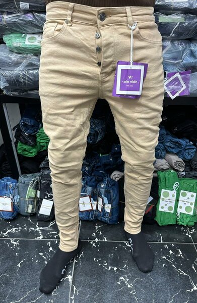 Pantalon slim beige homme