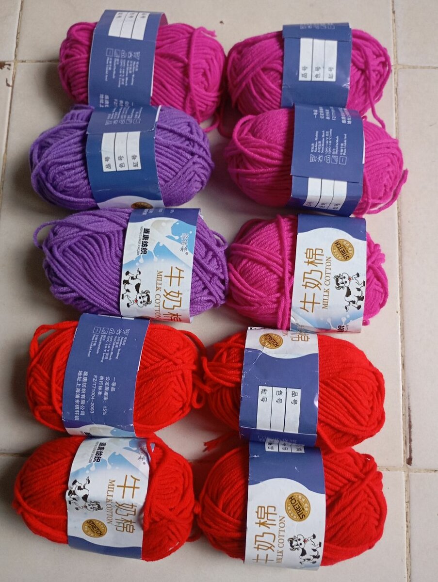 Lot de 10 laines colorées