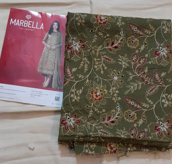 Linen fully embroidered dress by guljee