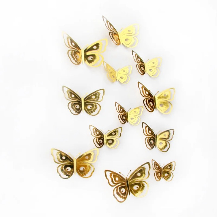 Décor Papillons Muraux Or
