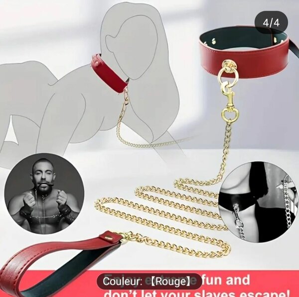 Collier BDSM Rouge avec Laisse