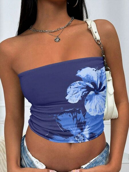 Top bandeau fleuri estival