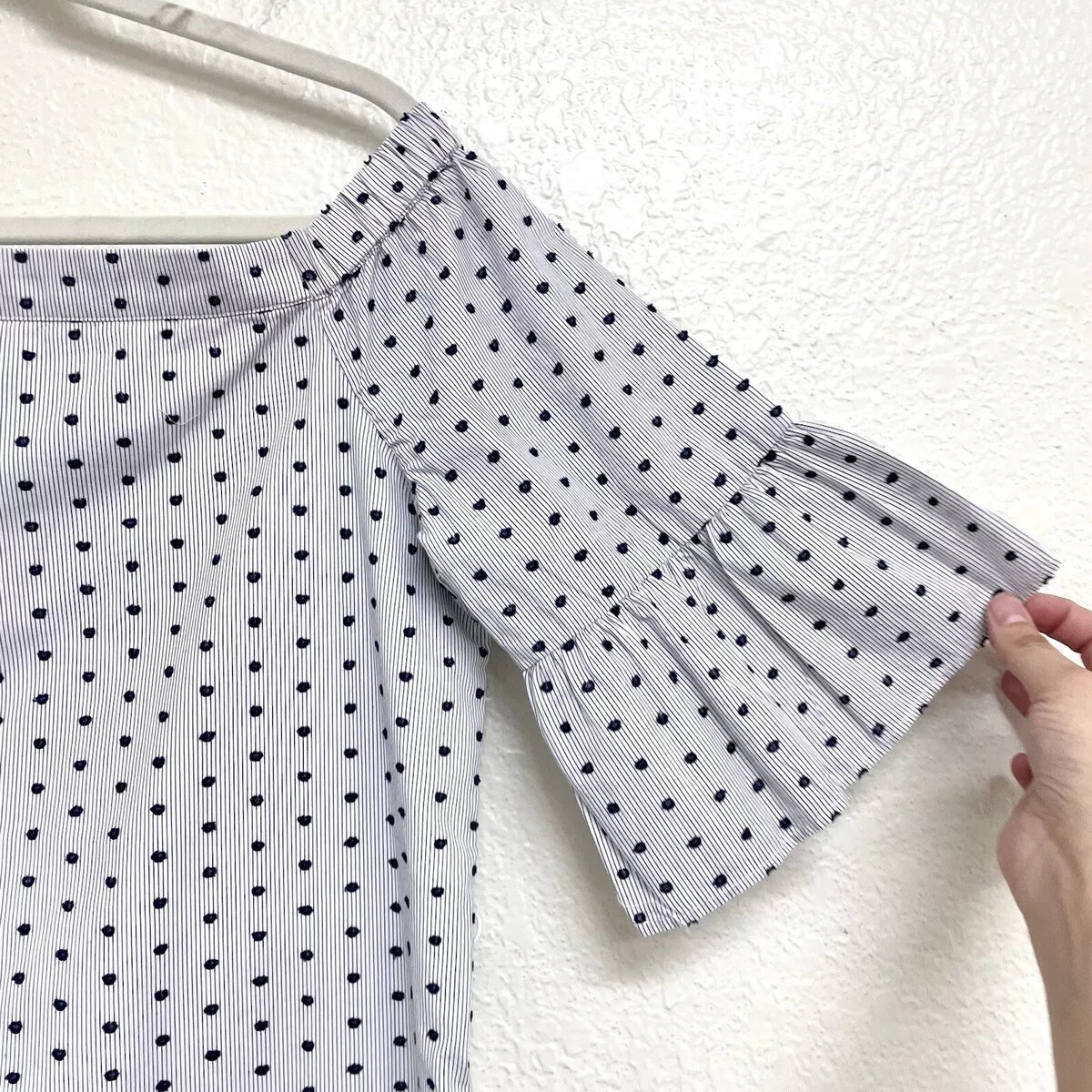 Banana Republic Dot Striped Off Shoulder Dress