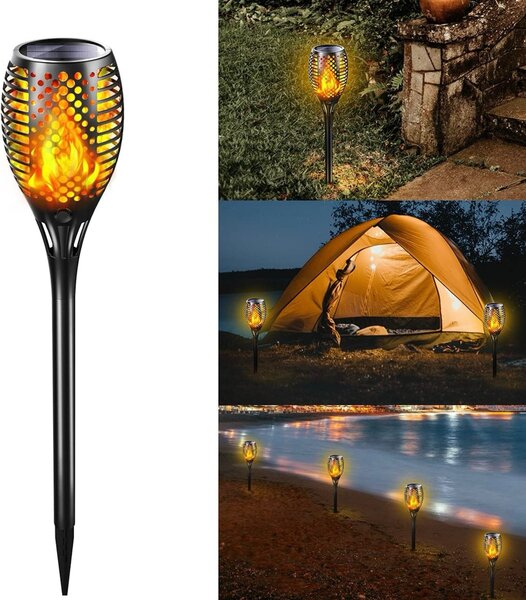 Lumières Flamme Solaire, 1 Pack Lumière Solaire de Torche IP