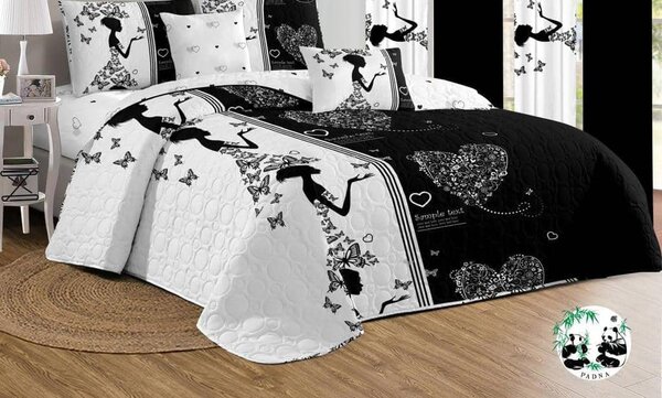 Bedding set with multi-colored print, 5 pieces, Queen size