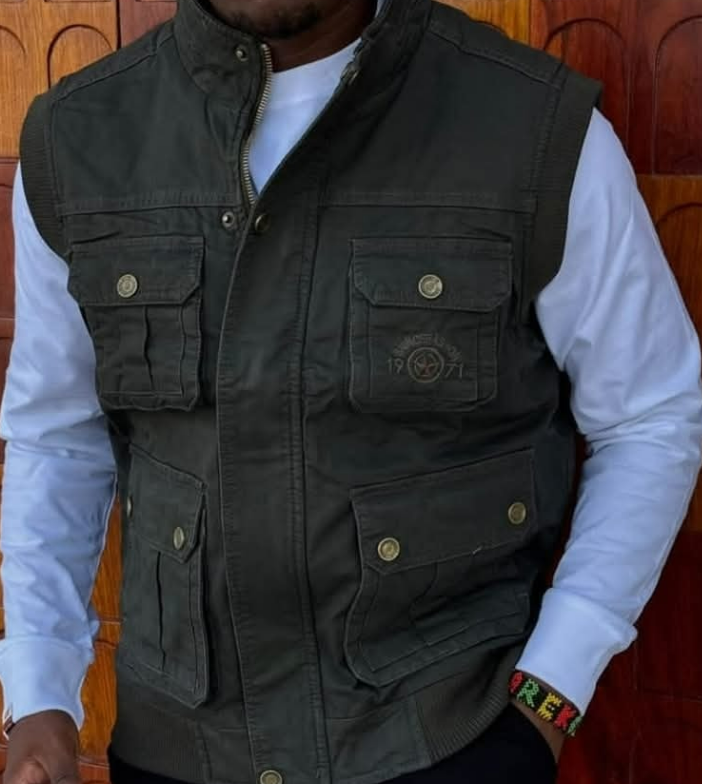 Sleeveless Safari coats restocked.