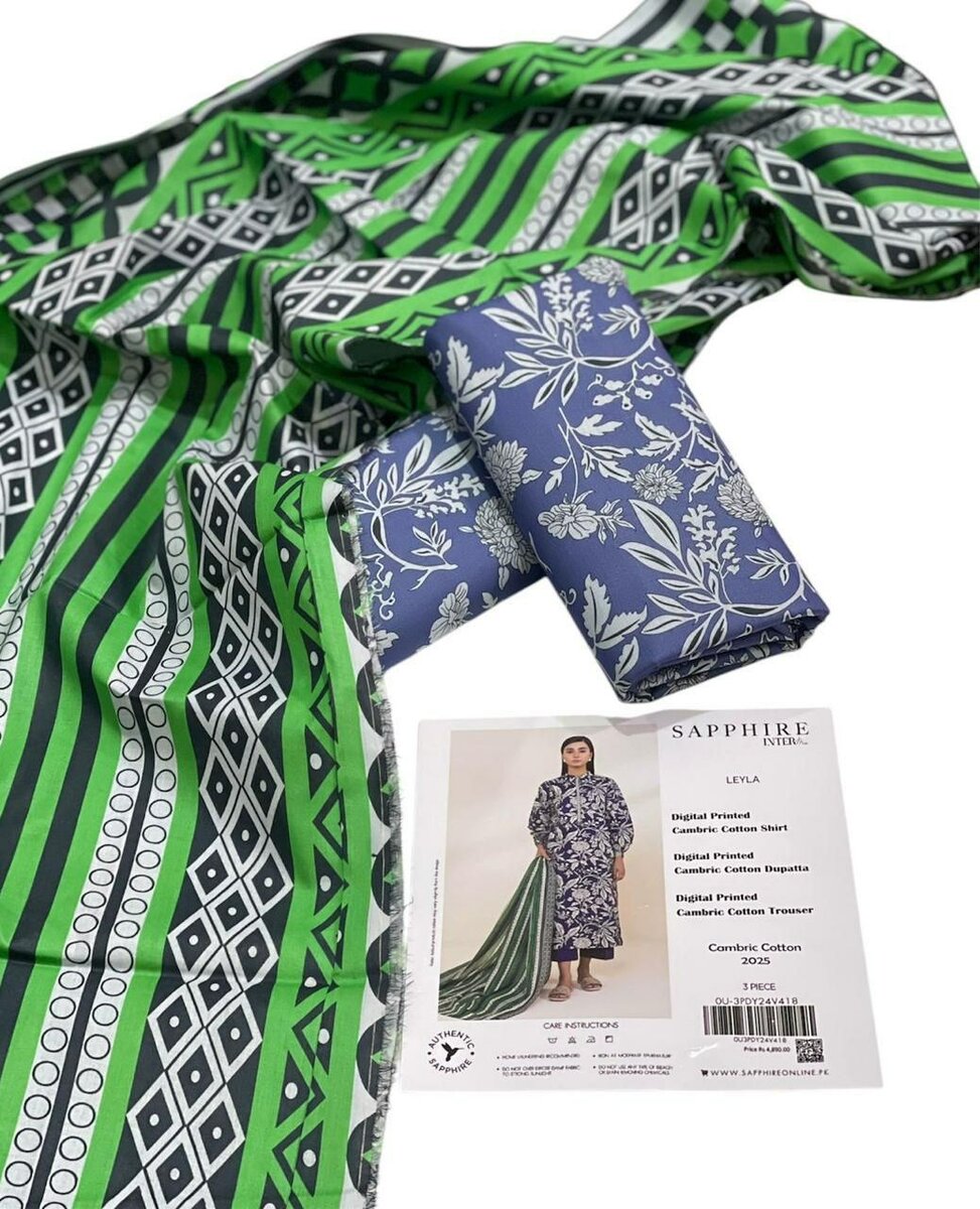 Sapphire, cambric cotton, woman suit, clothes,3 pec