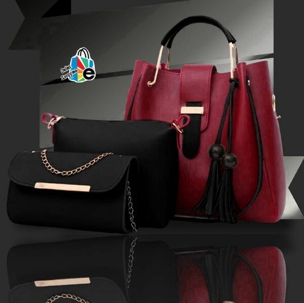 Stylish leather handbag purse set 3 piece.
