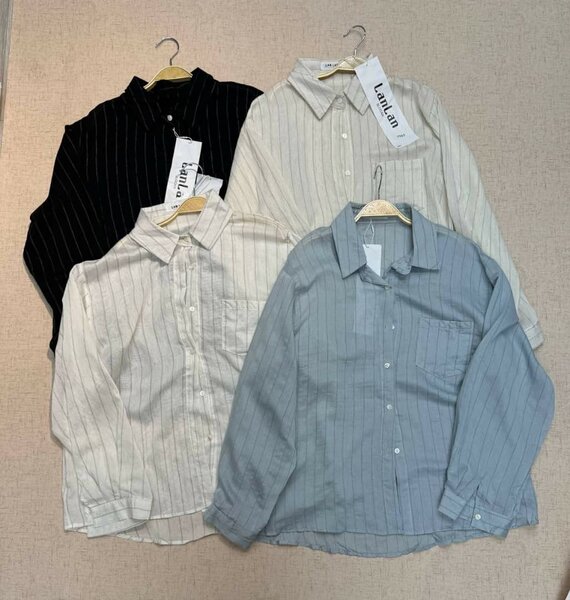 Льняная рубашка в полоску