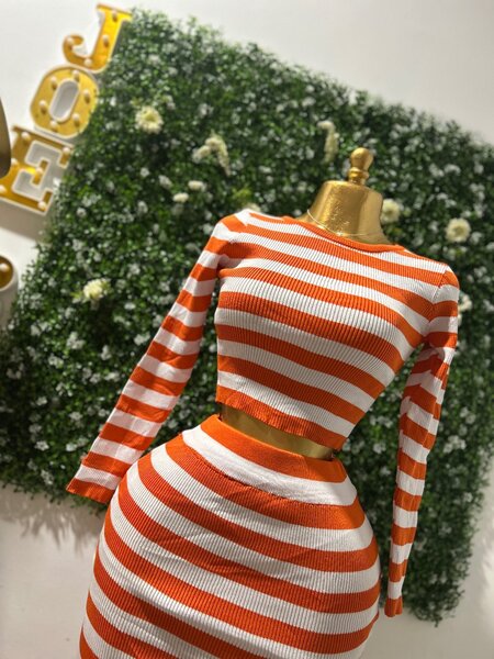 Robe Rayée Orange Blanc