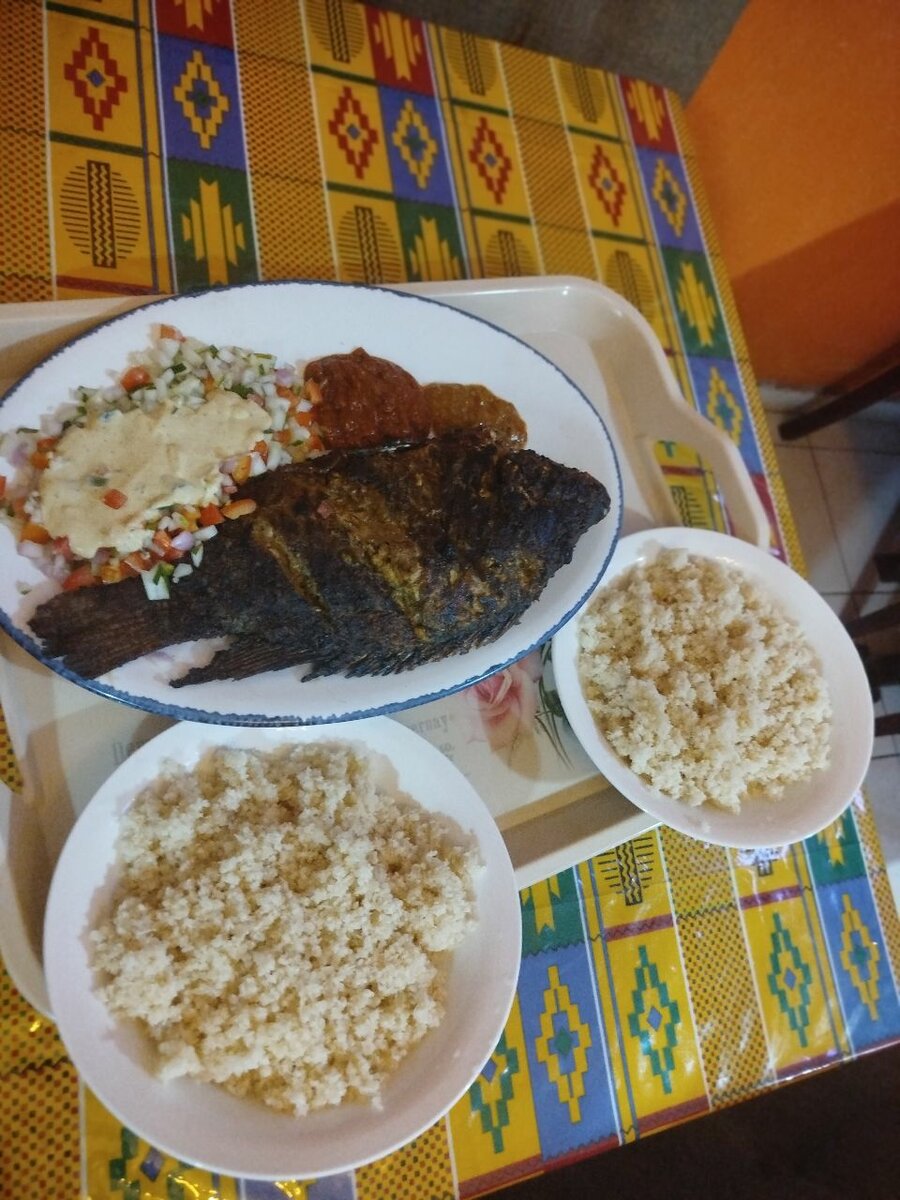 Poisson fris + attieké