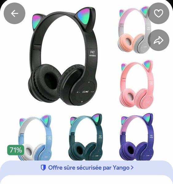 Casque Bluetooth Oreilles de Chat