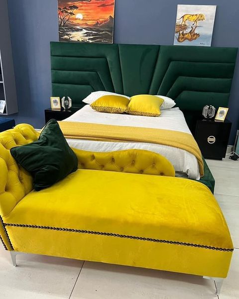 emerald bed with soft headboard