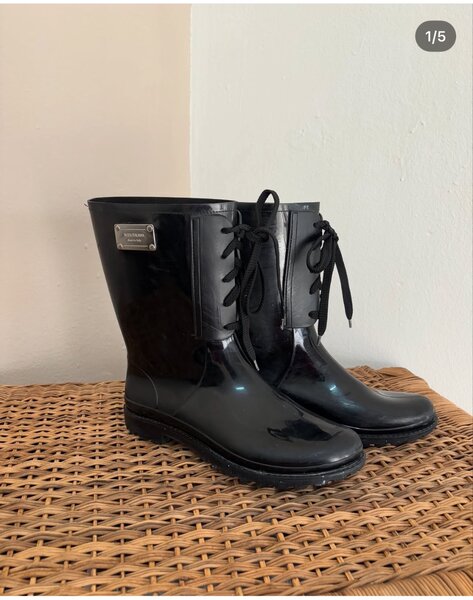 Black rain boots