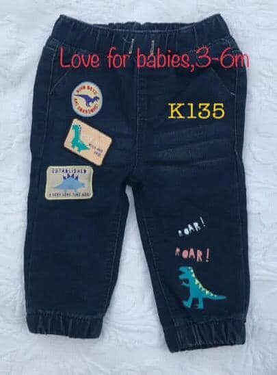 Blue jeans with dinosaurs, 3-6m