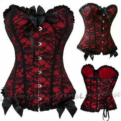 Corset sexy en dentelle rouge