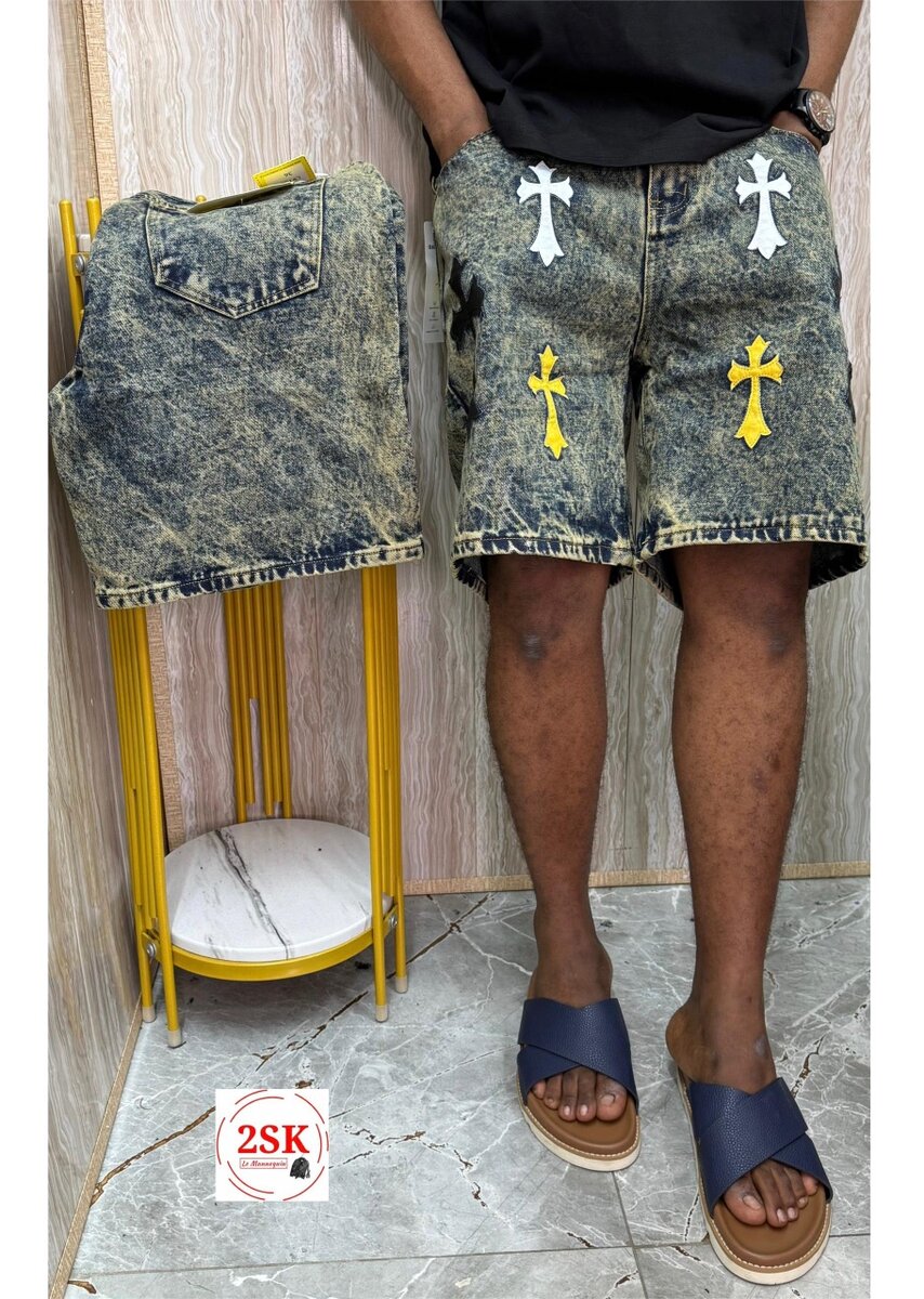 Shorts en jean imprimés homme