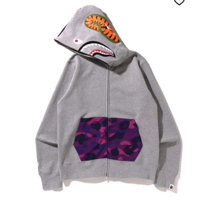 Color Camo Shark Full Zip Hoodie "GREY
