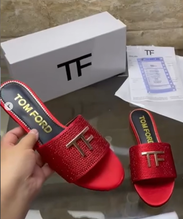 red tom ford flip flops