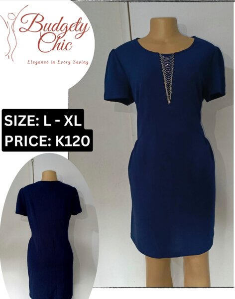 Chic women's dress color blue size: l - xl