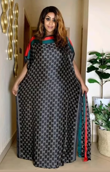 Women's Long Dress with Print and Headband