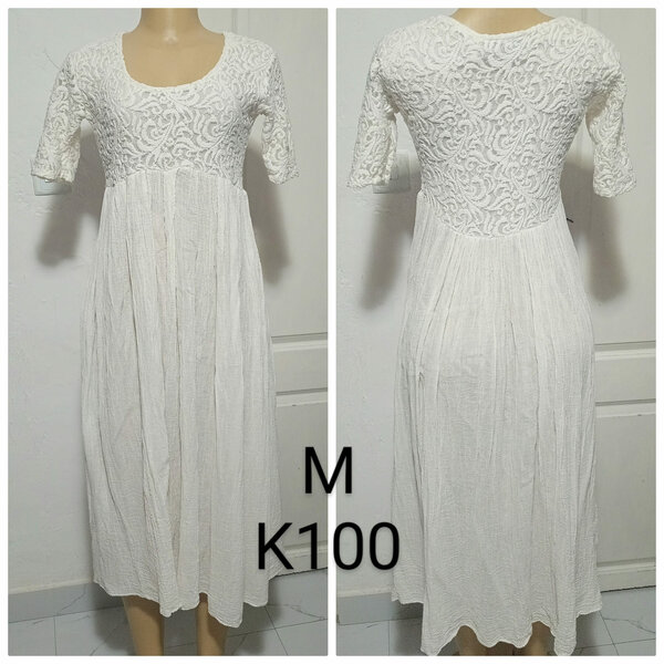Women's white long dress, size M