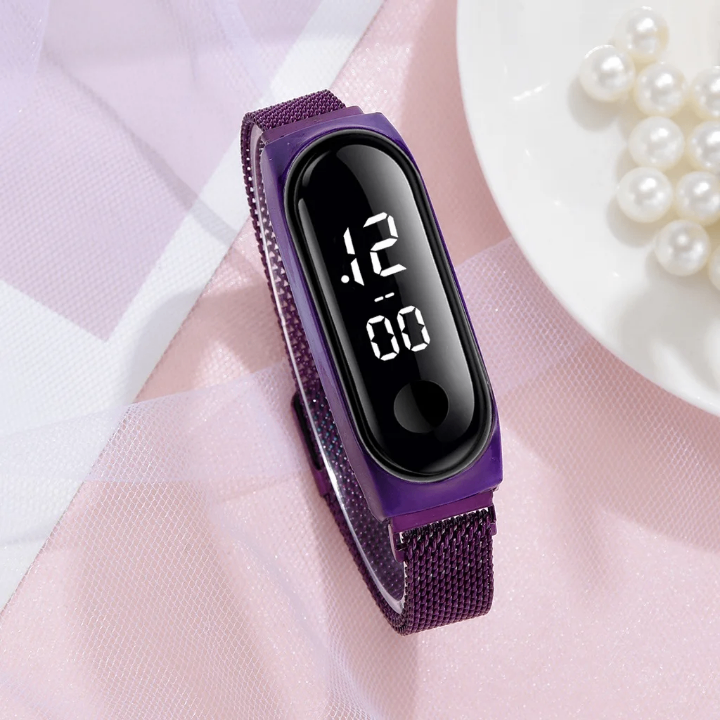 Montre bracelet à boucle magnétique en acier inoxydable