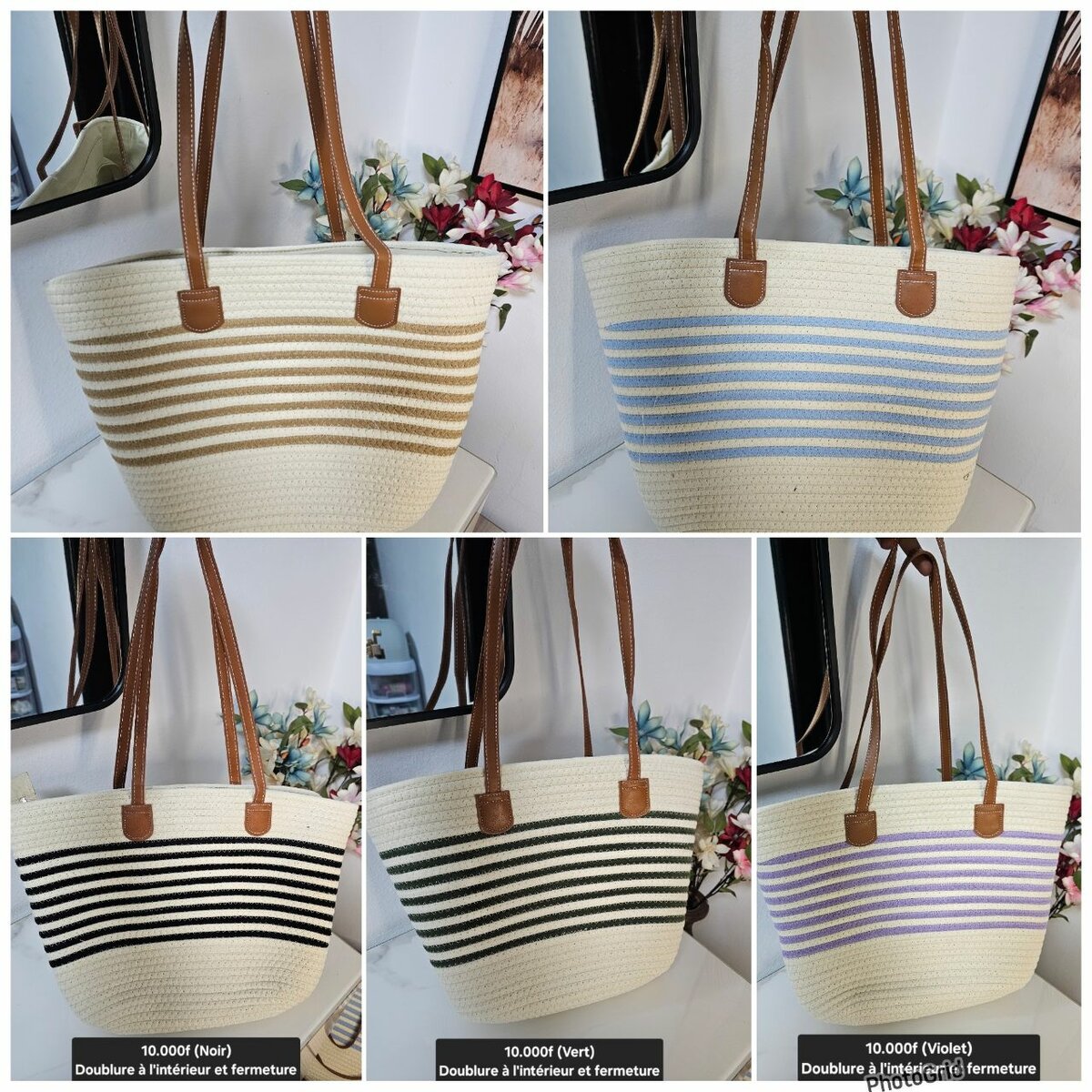 Sac de Plage Rayé Élégant