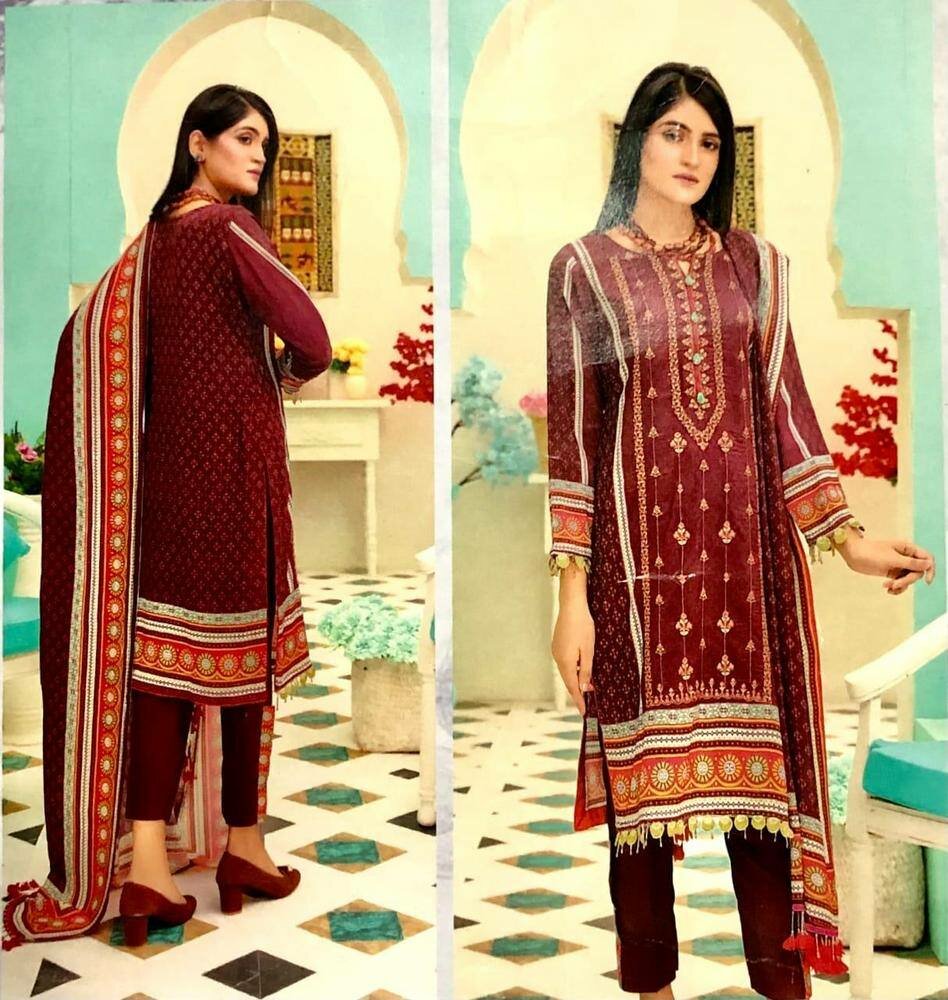 3 PCs Women unstitched Linen