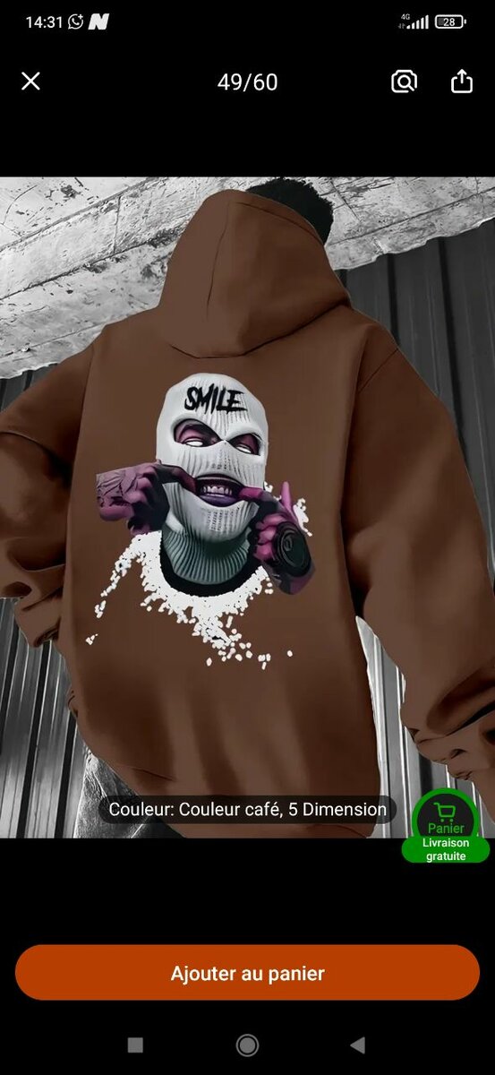 Sweat à capuche streetwear imprimé