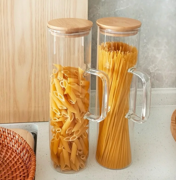 borosilicate glass jar with a convenient handle