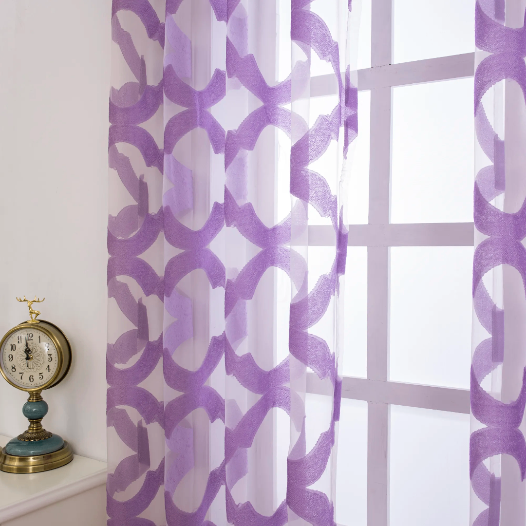 Voilage motif violet moderne