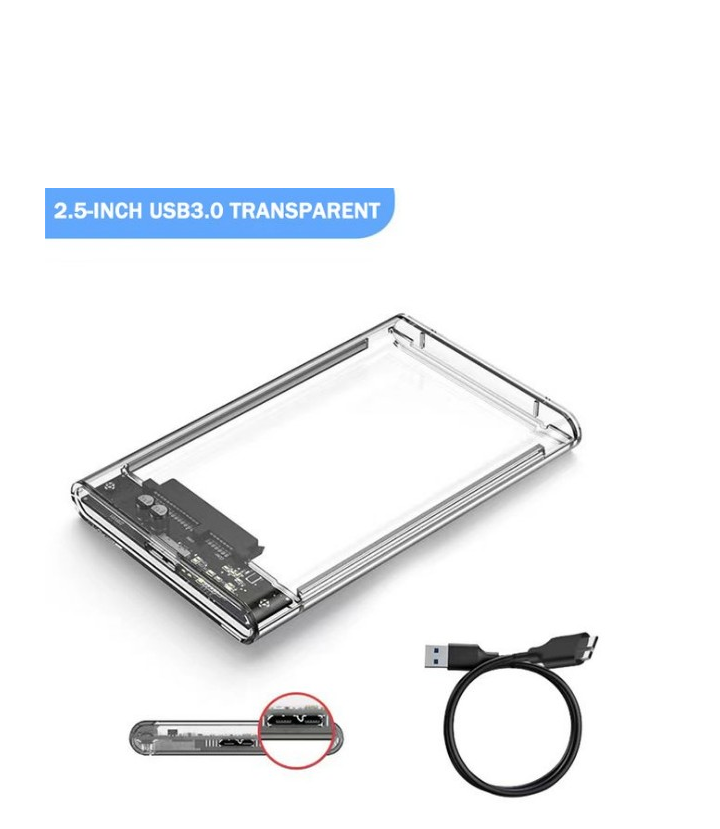 Boîtier disque dur externe transparent USB3.0