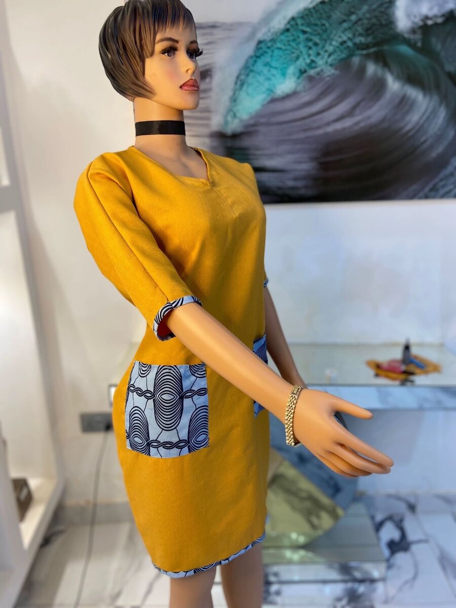 African Print Yellow Mix Dress