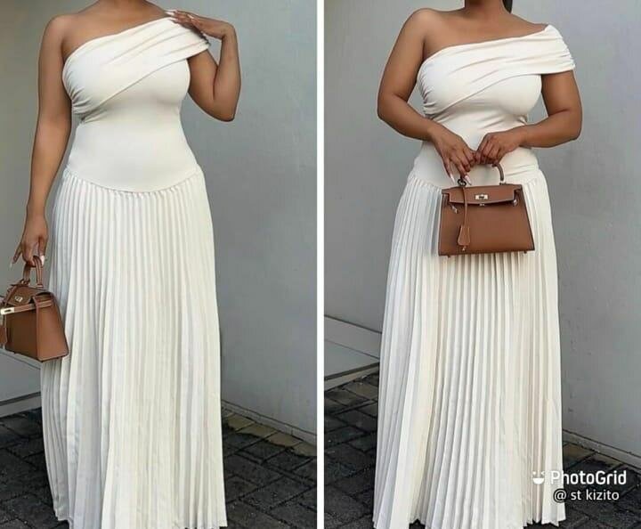 Robe élégante une épaule plissée