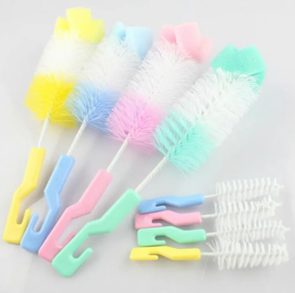 2 In 1 Baby Feeder Cleaning Brush - Multicolor