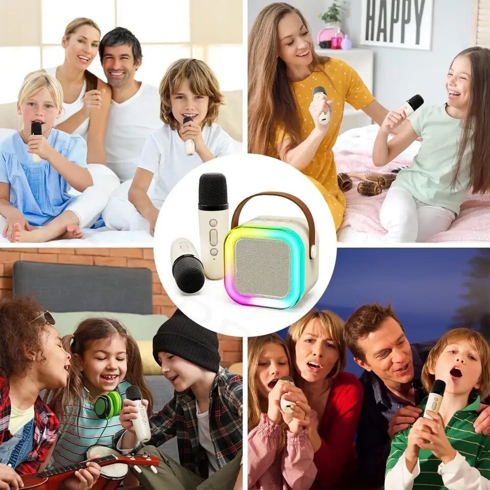 Mini appareil karaoké portable + 2 microphones