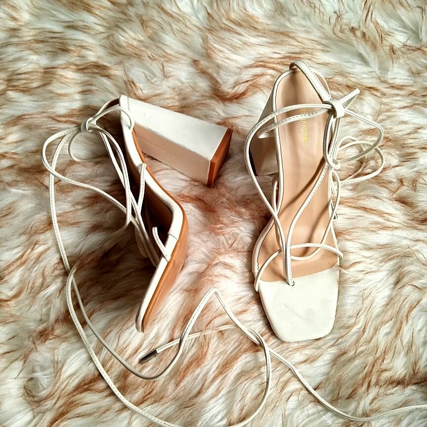 prettylittlething lace up block heels