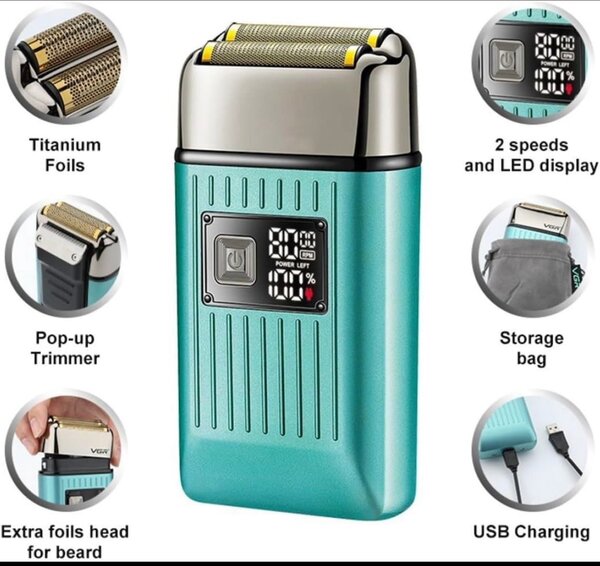 rasoir étanche rechargeable en aluminium pour barbe chauve V