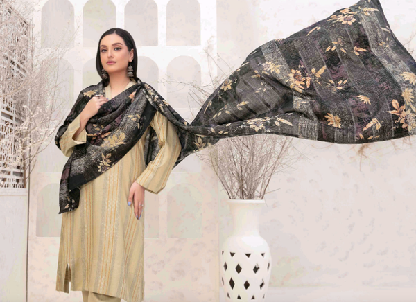 Shahid Tawakkal New Fancy Sitara Leather Peach with Digital Printed Leather Peach Shawl Collection 2024