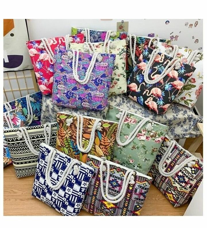 Zipper Tote Bag - multicolored