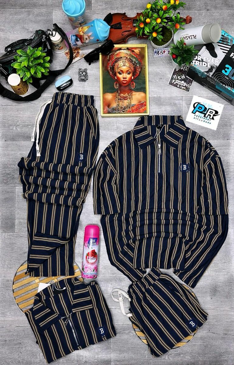 Tenue décontractée rayée unisexe