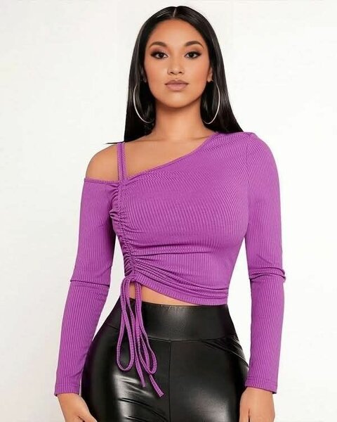 Top asymétrique violet femme